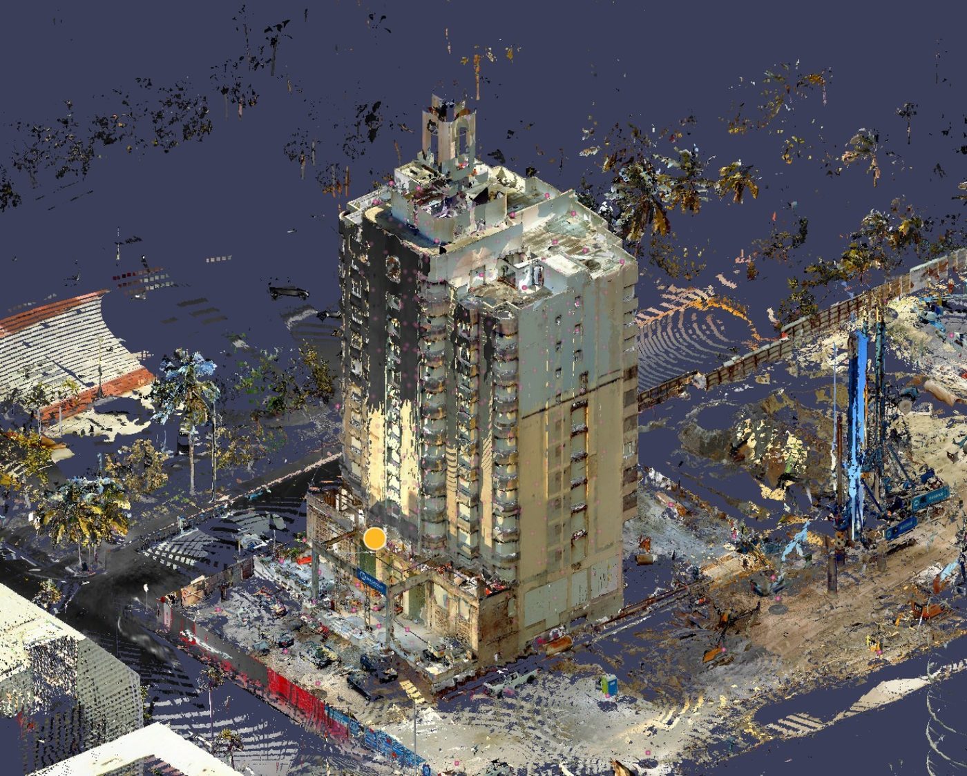Progress scan of the tower and site, Miami Beach