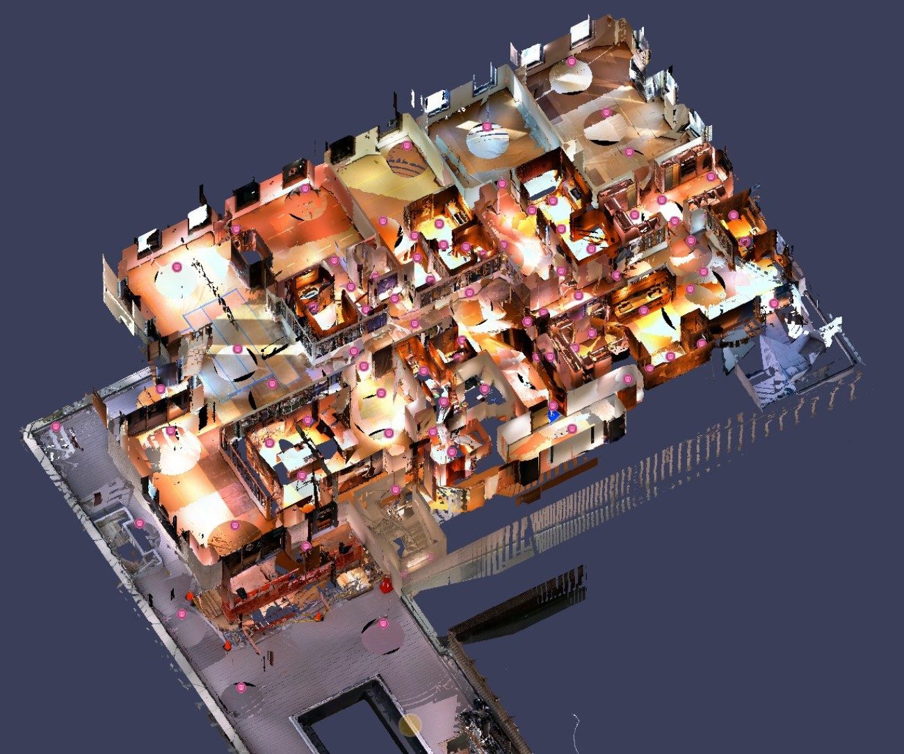 Central Park South penthouse registered point cloud, full-floor overview