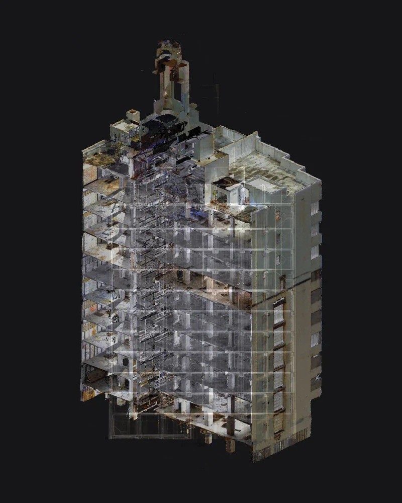 Tower point cloud showing the structure inside