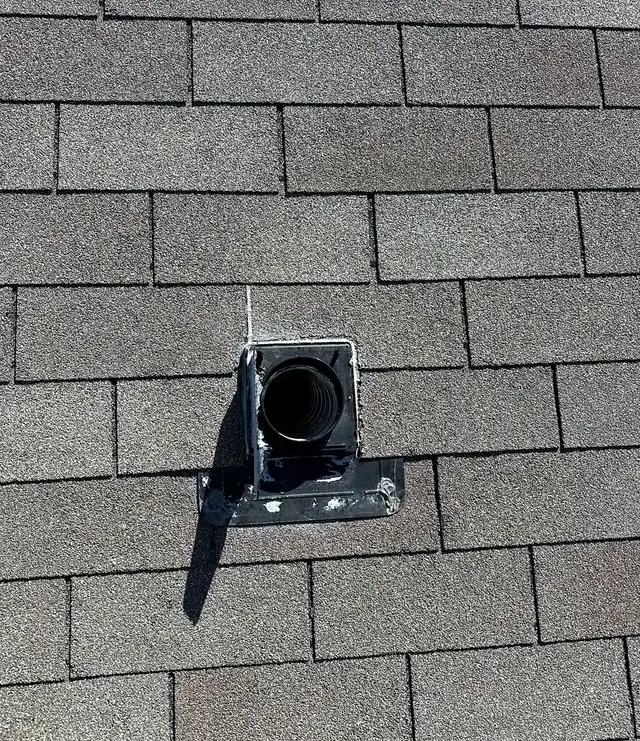 Roof dryer vent exhaust broken off by hail