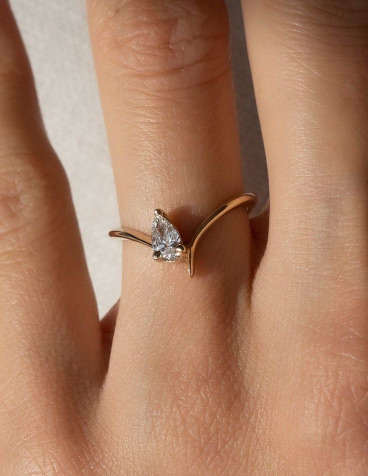Pear Solitaire Ring