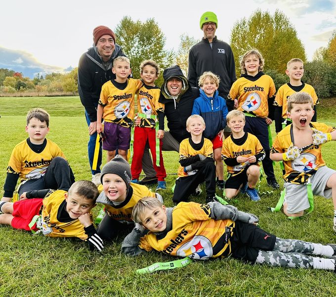 Ryan with the second-grade flag football team