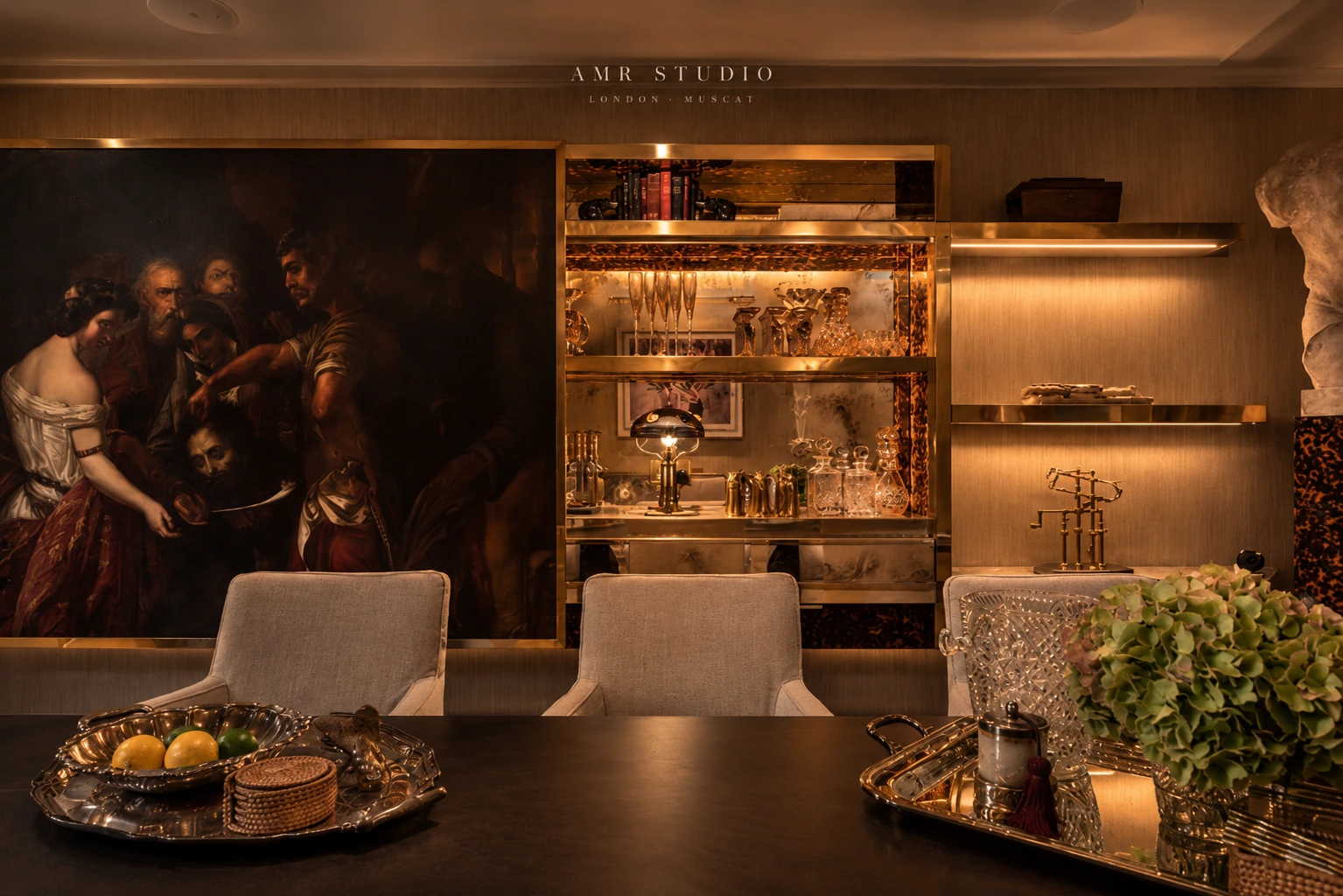 St James residential interior with curated paintings and objects — AMR STUDIO