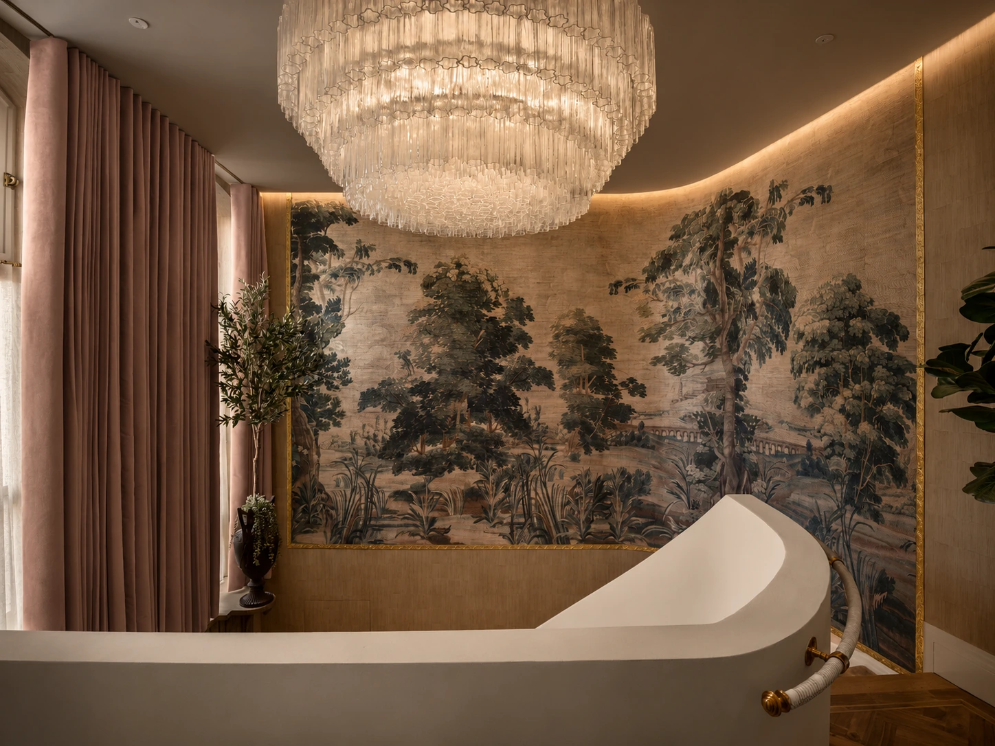 St James grand staircase and decorative mural — AMR STUDIO