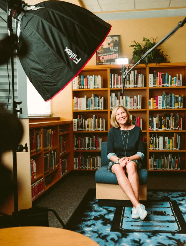 Interview setup with lighting