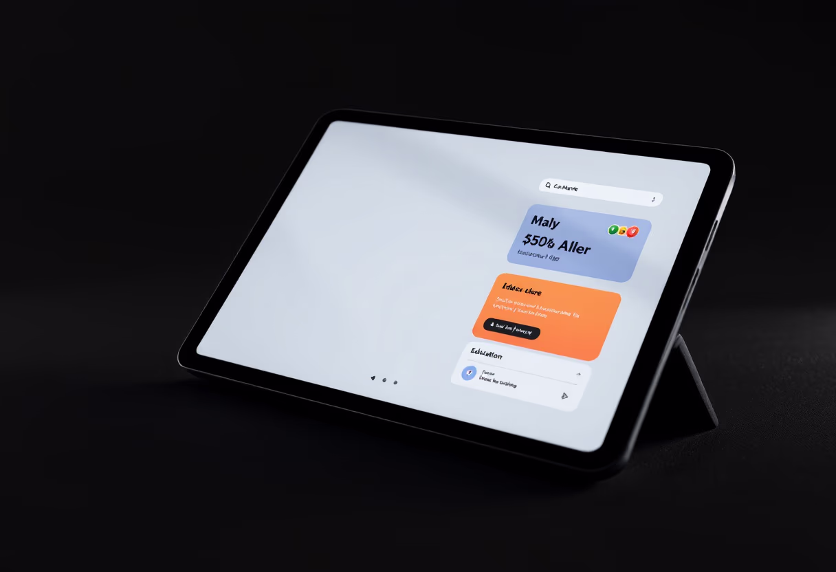 interface image of a tablet with an educational app (for a edtech)