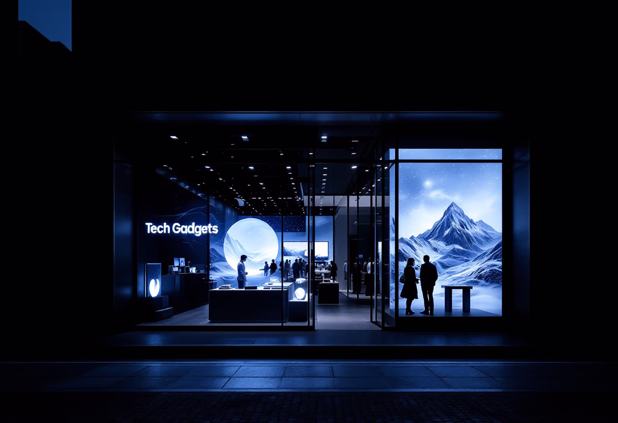 image of physical storefront for a tech gadgets store
