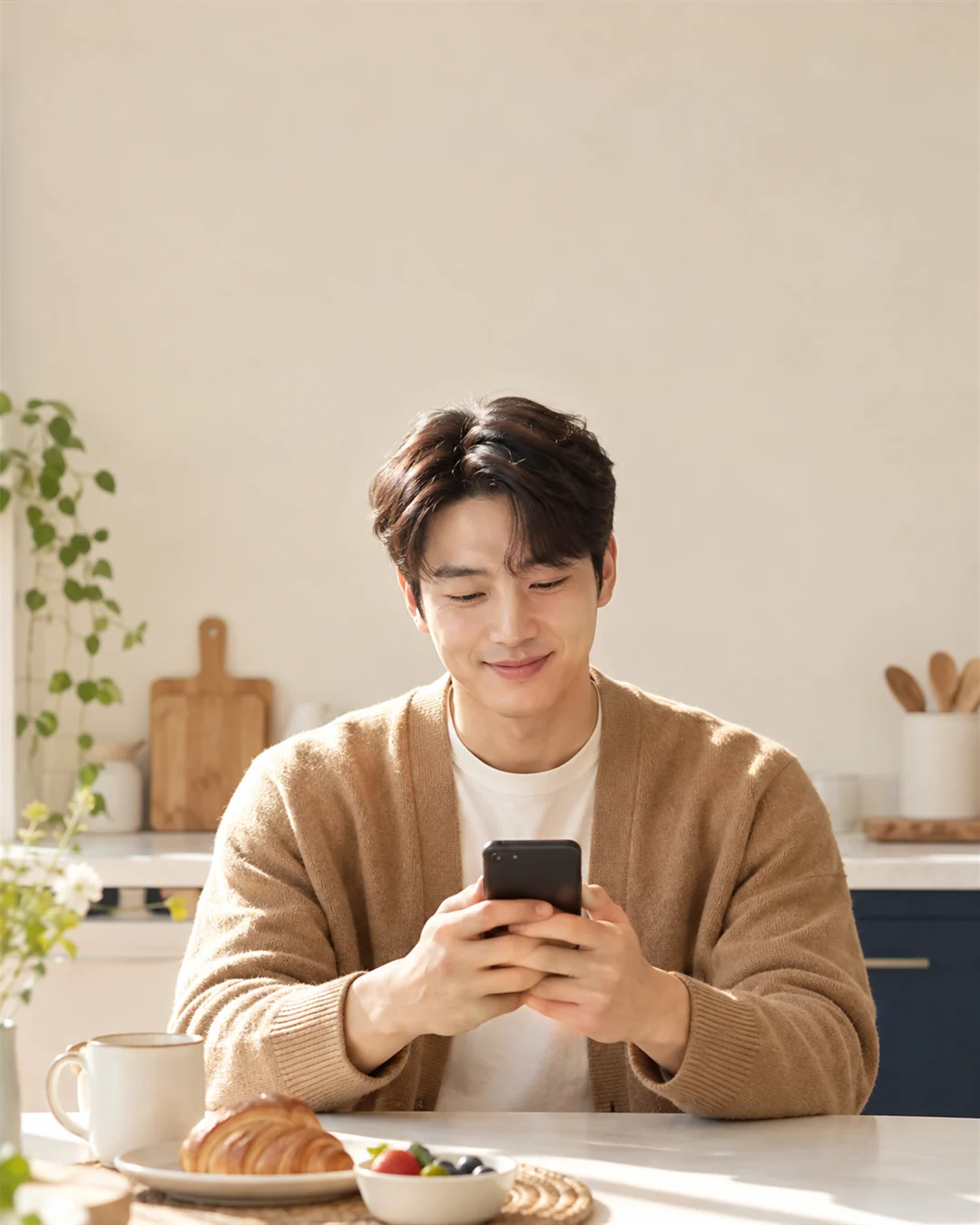 콘텐츠이용료현금화 휴대폰으로 상담을 시작하는 모습 24시 바로