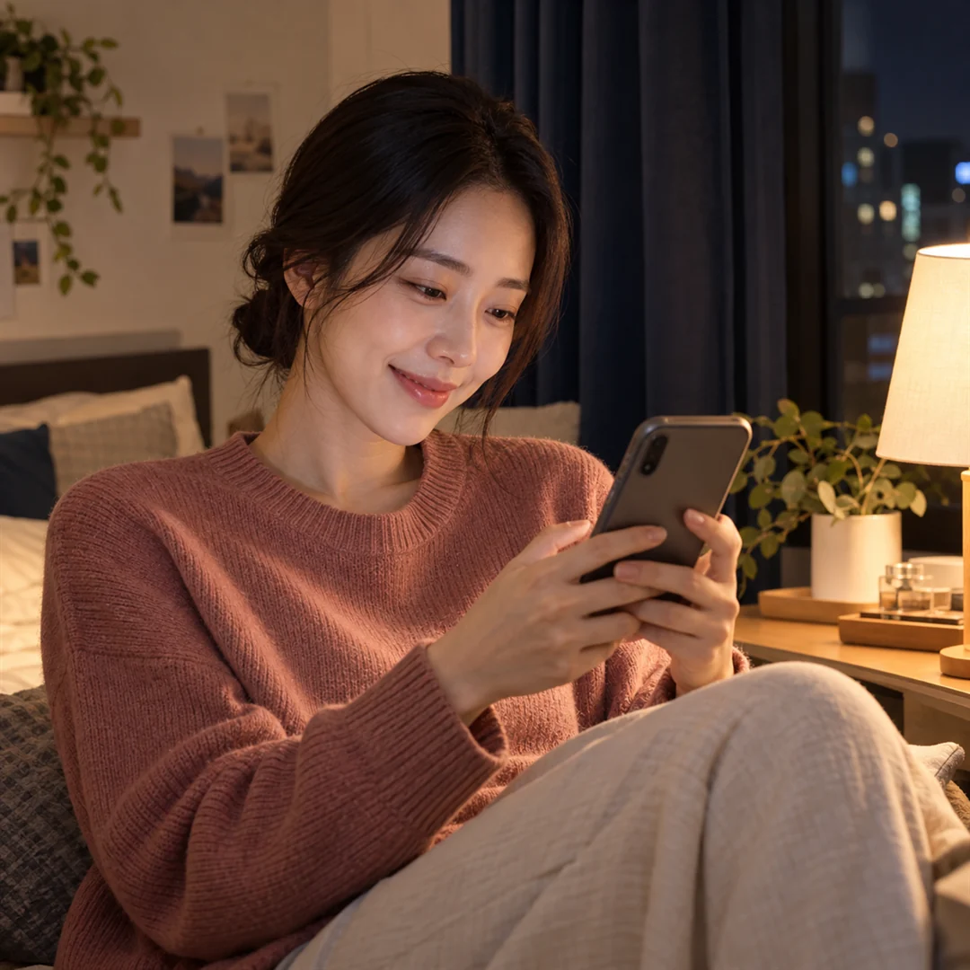 콘텐츠이용료현금화 밤에도 24시간 상담받는 모습 24시 바로