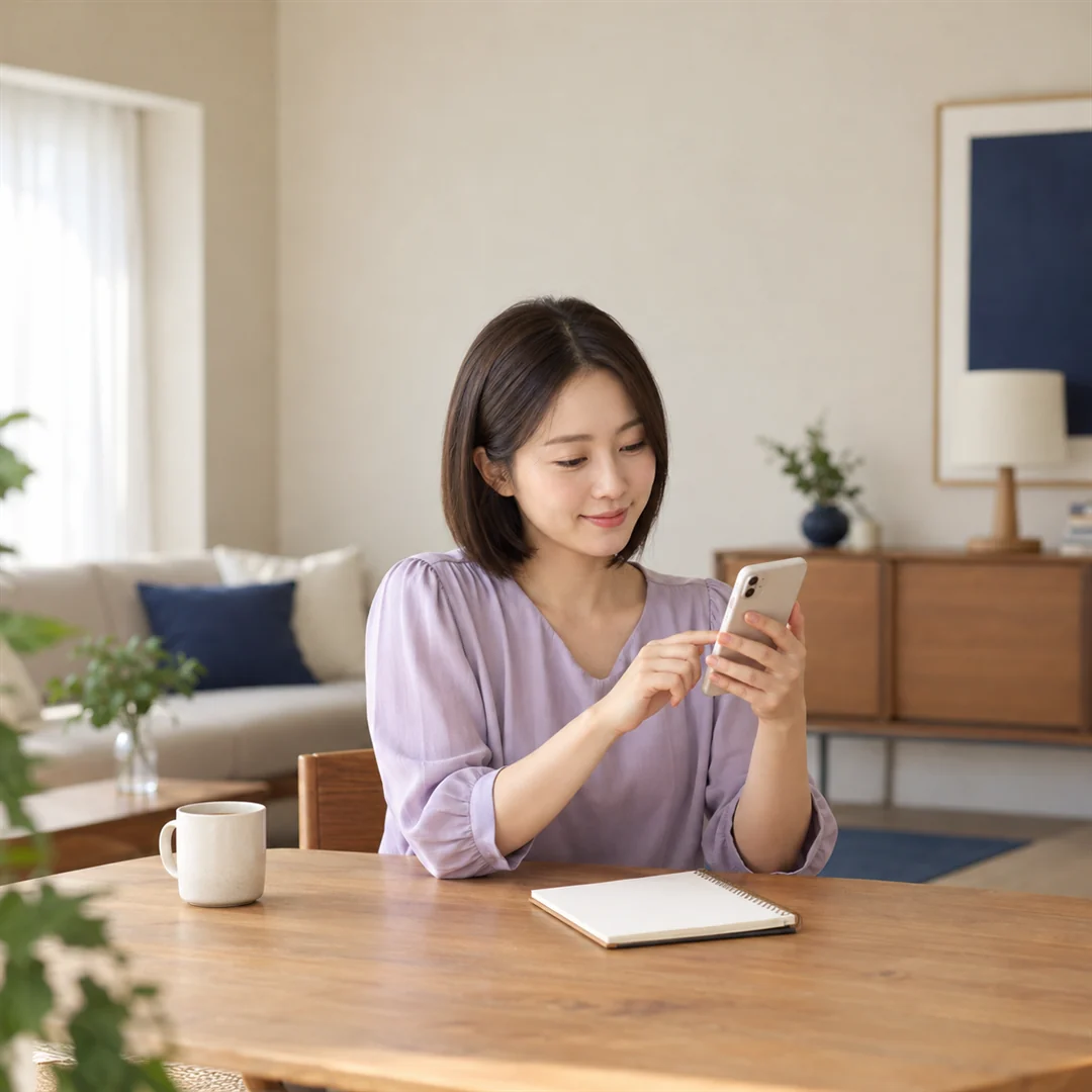 콘텐츠이용료현금화 자주 묻는 질문을 메모하며 휴대폰으로 상담하는 모습 24시 바로
