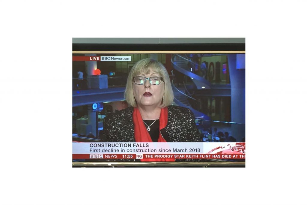 Annie Summun preparing for BBC Business News