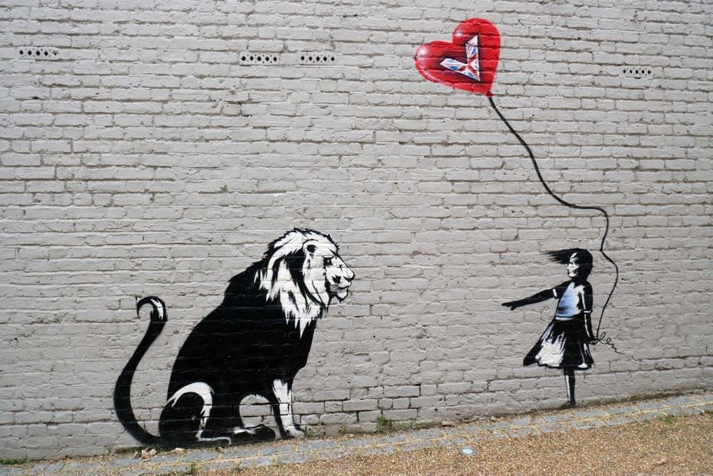 Possible Banksy artwork on a wall at a Kisiel Group site