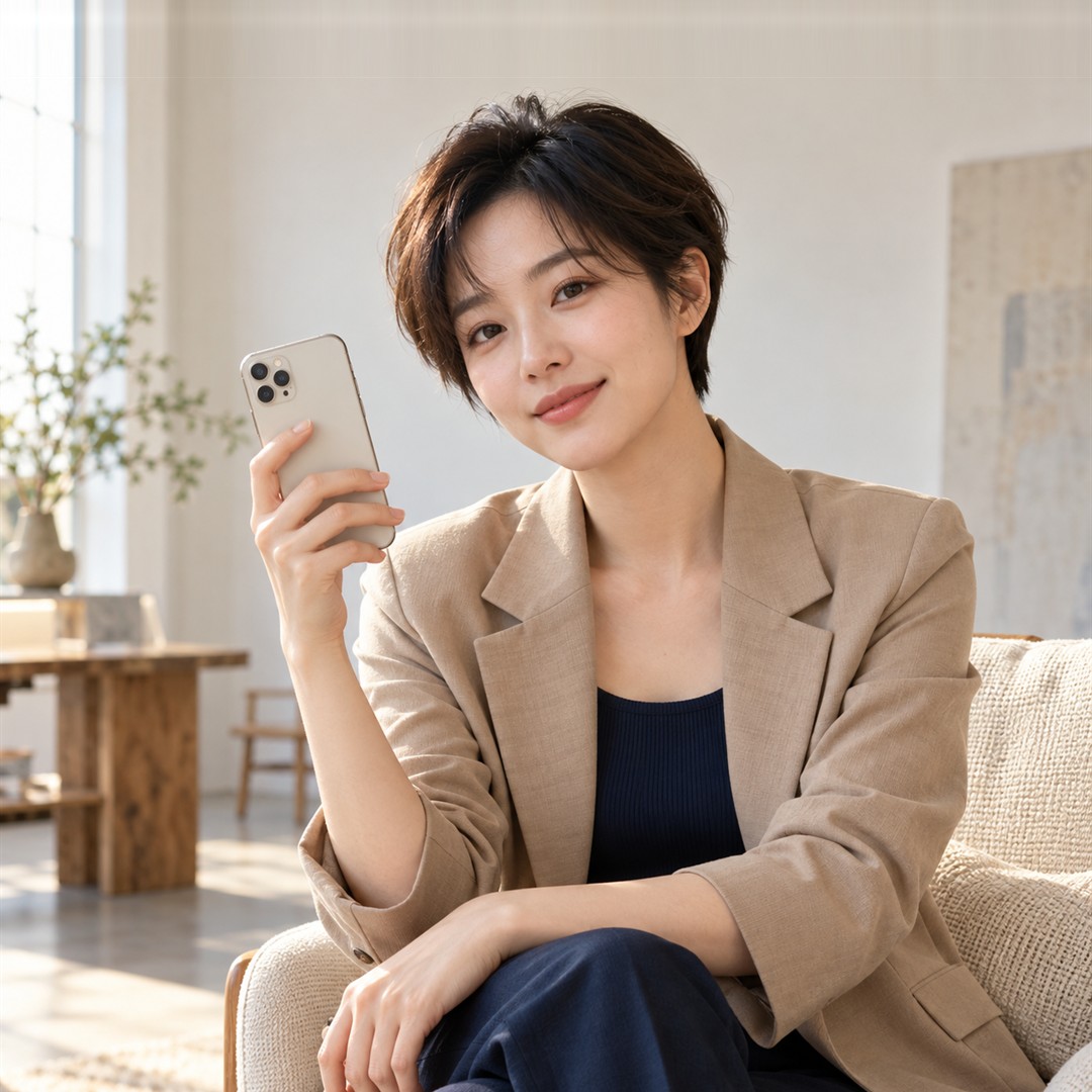 아이폰 콘텐츠이용료현금화 휴대폰 뒷면을 든 채 상담하는 모습 24시 바로