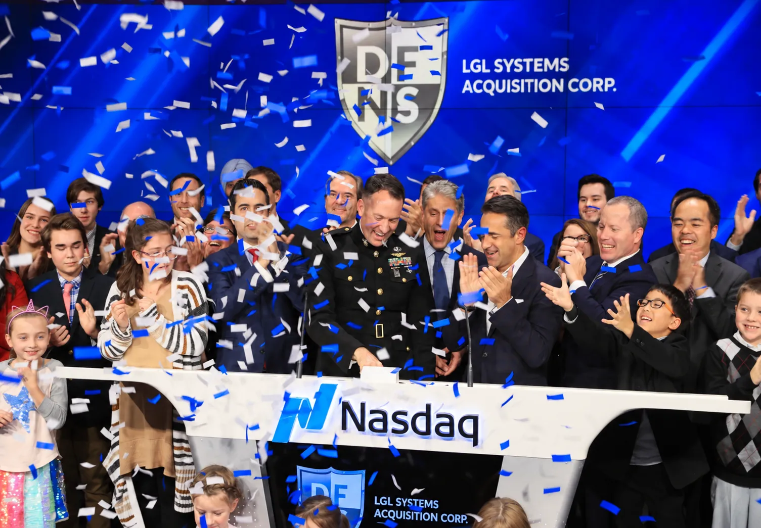 LGL Systems Acquisition Corporation celebrating its IPO at Nasdaq with DFNS branding