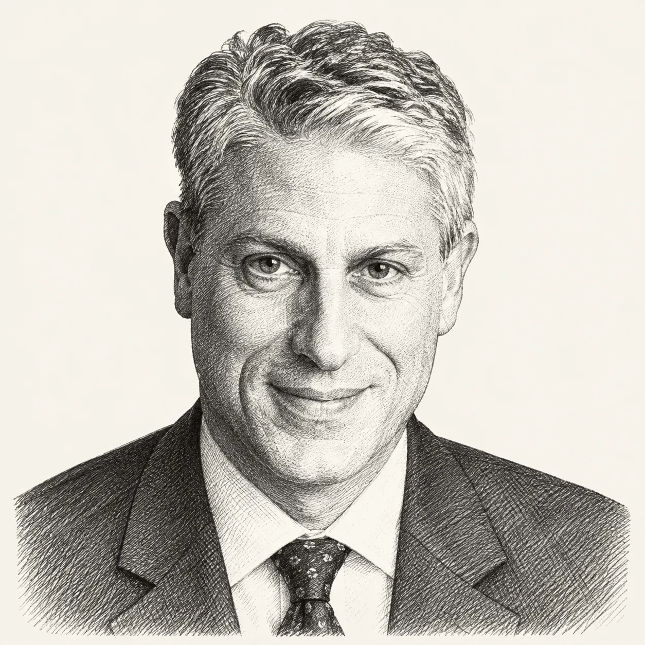 Editorial pencil portrait of Marc Gabelli