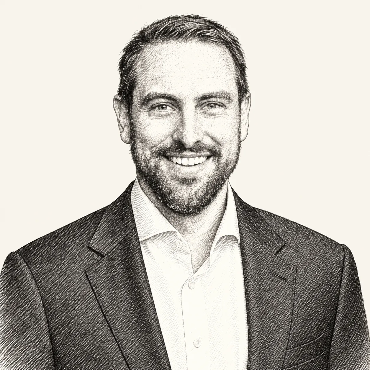 Editorial pencil portrait of Christopher W. Bruns, CPA