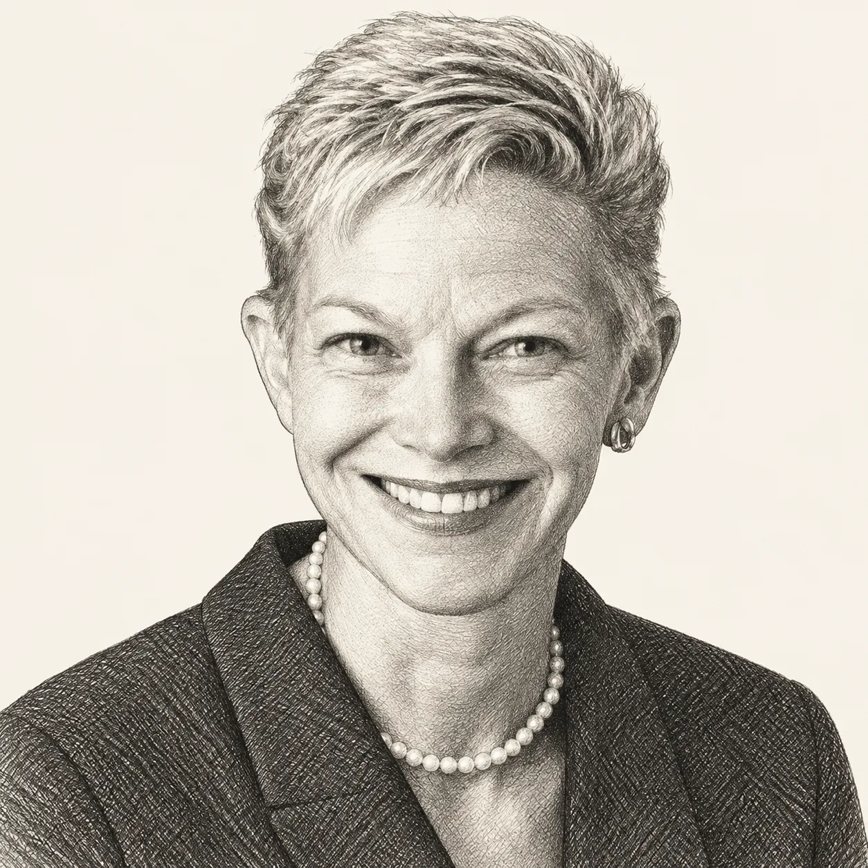 Editorial pencil portrait of Darlene DeRemer