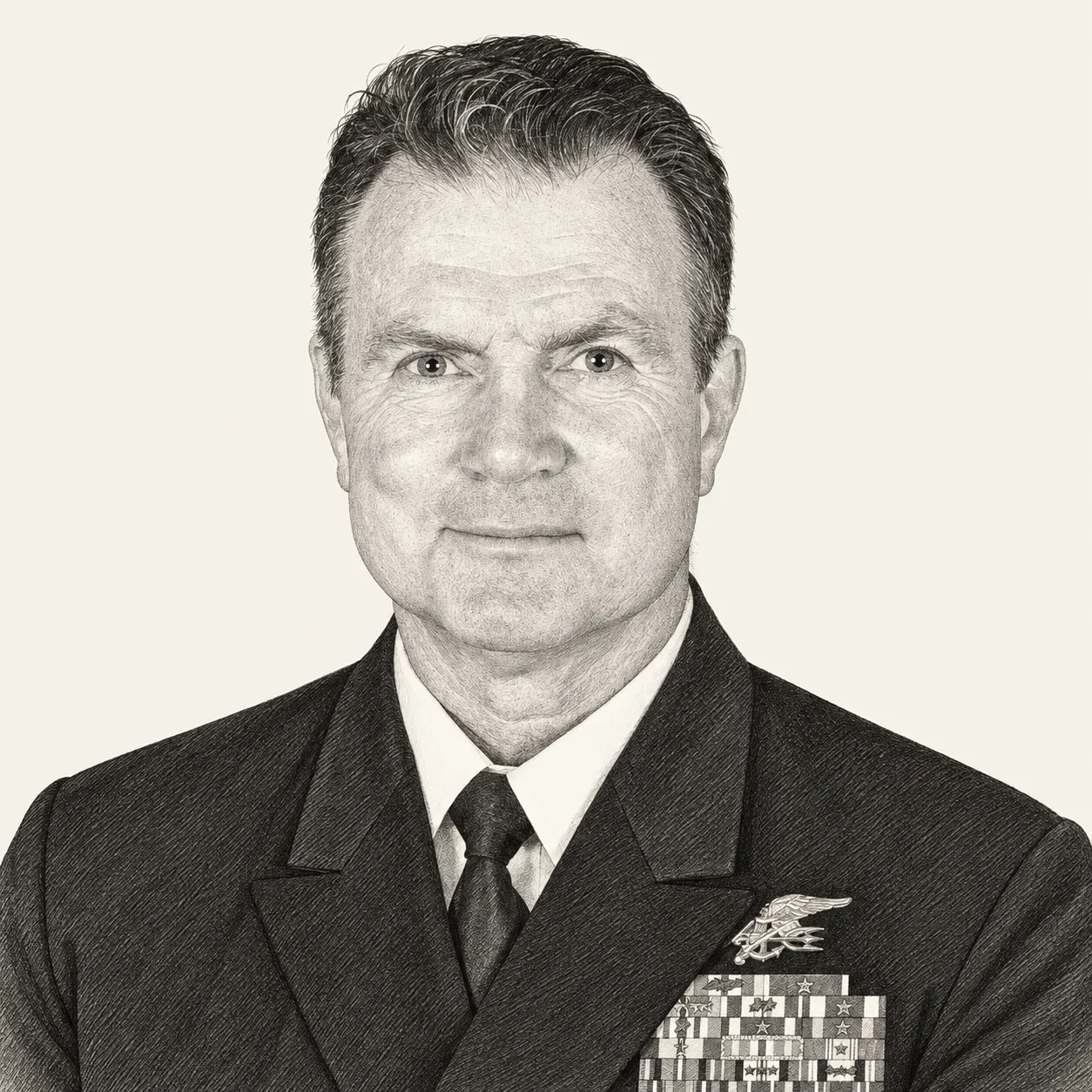Editorial pencil portrait of Vice Admiral Colin J. Kilrain, U.S. Navy (Ret.)