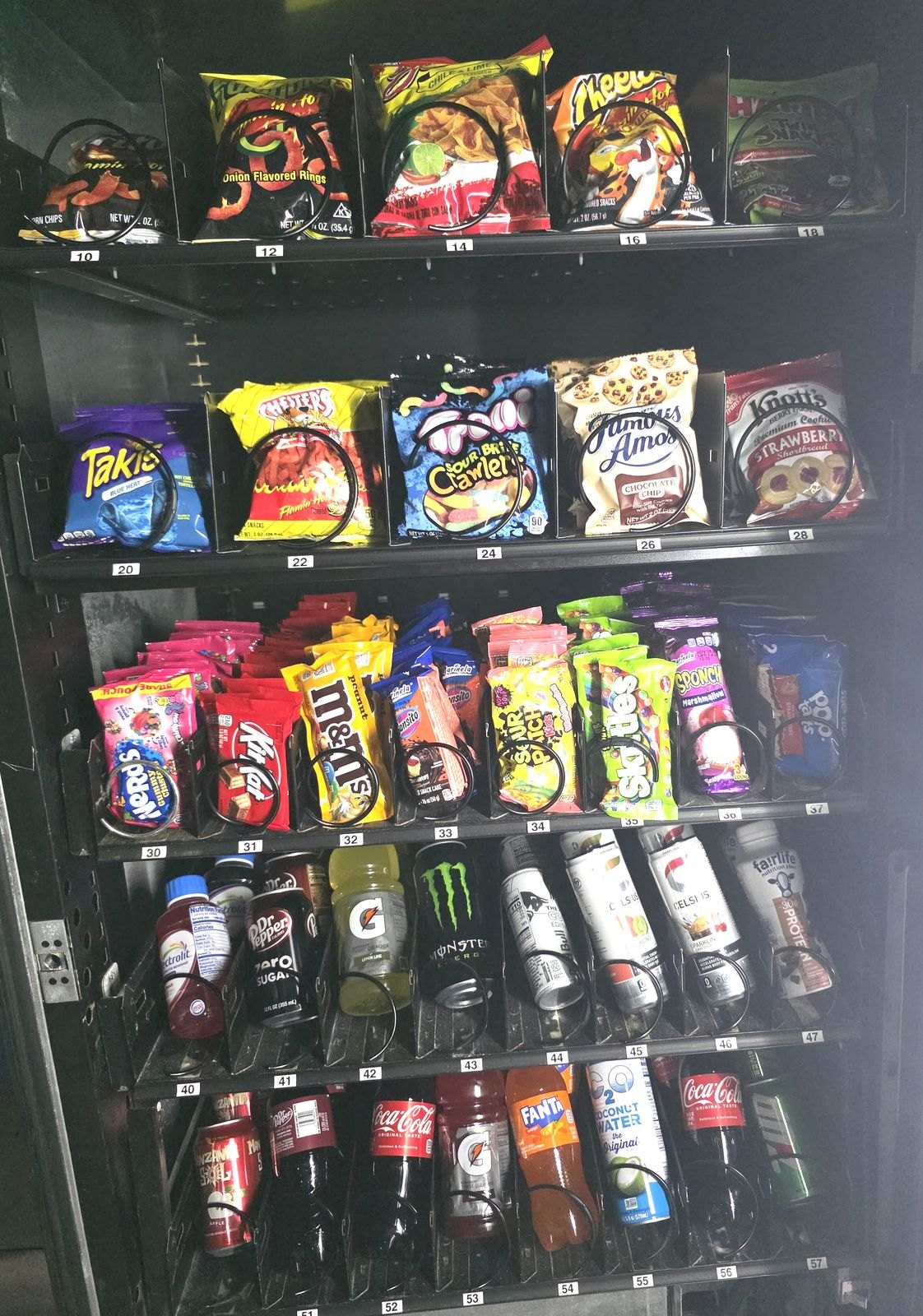 Kadozied Vending combo machine stocked with snacks and drinks