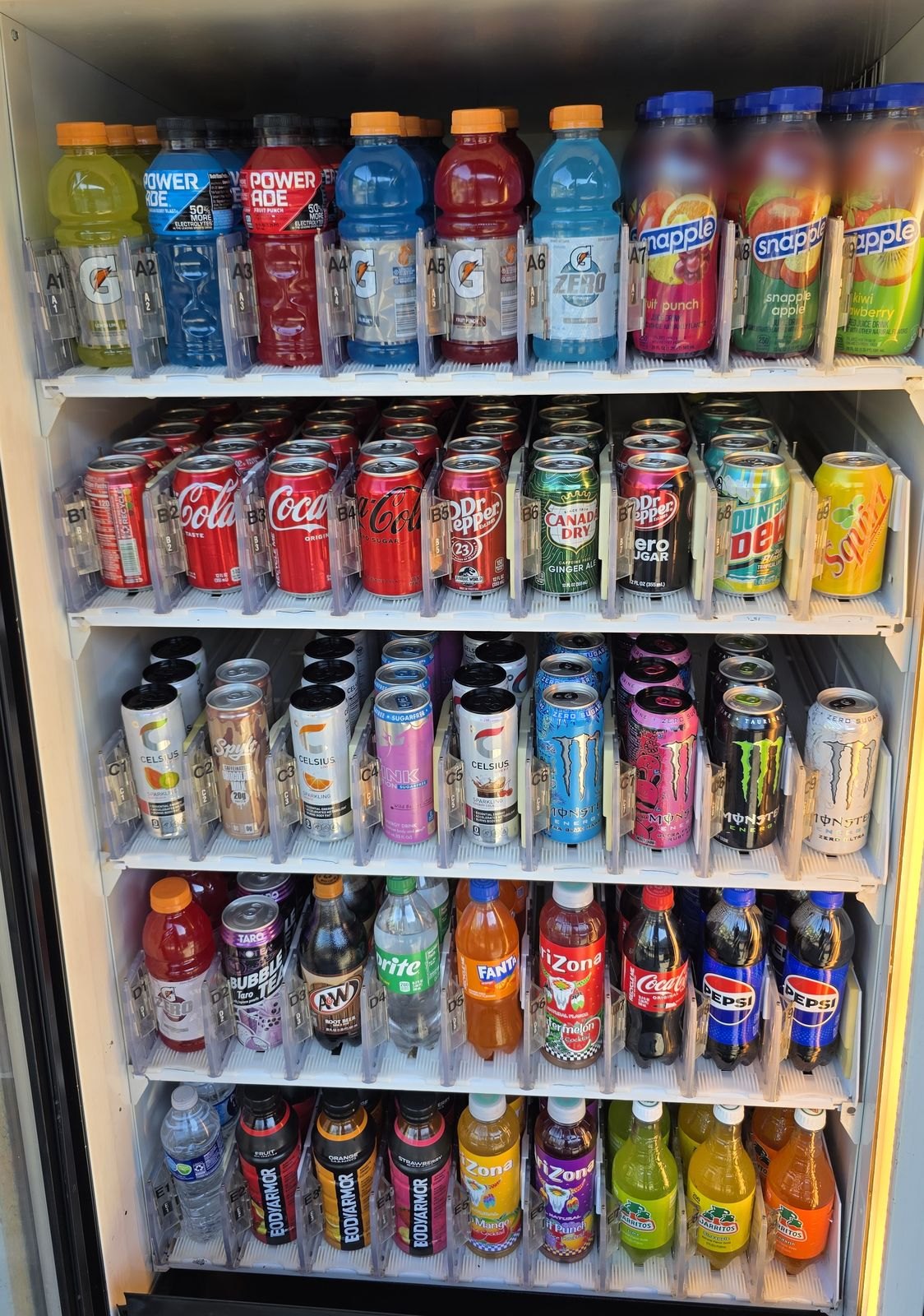 Kadozied Vending drink machine stocked with cold drinks