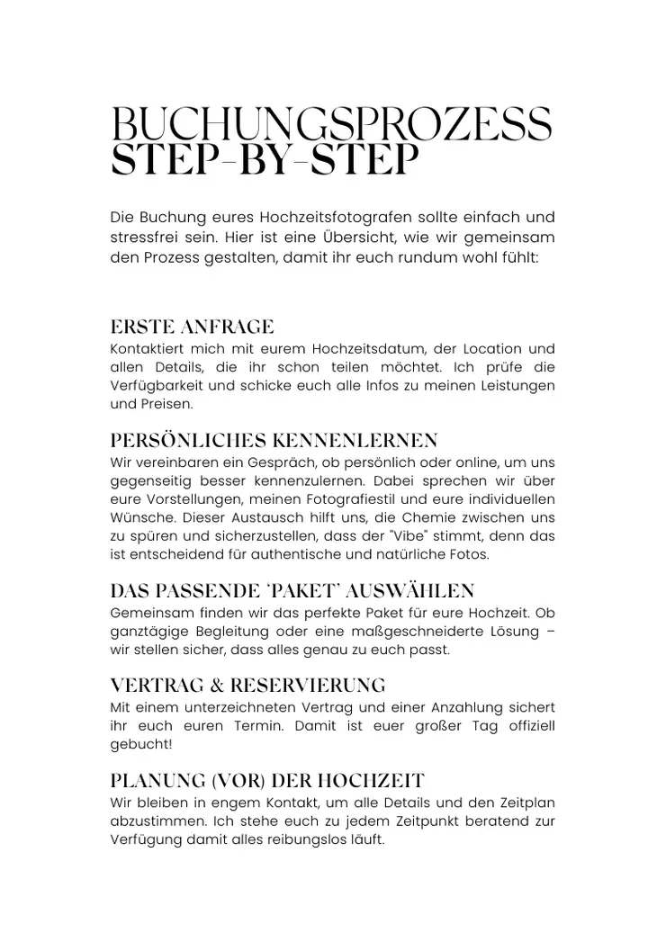 Guide-Seite zum Buchungsprozess
