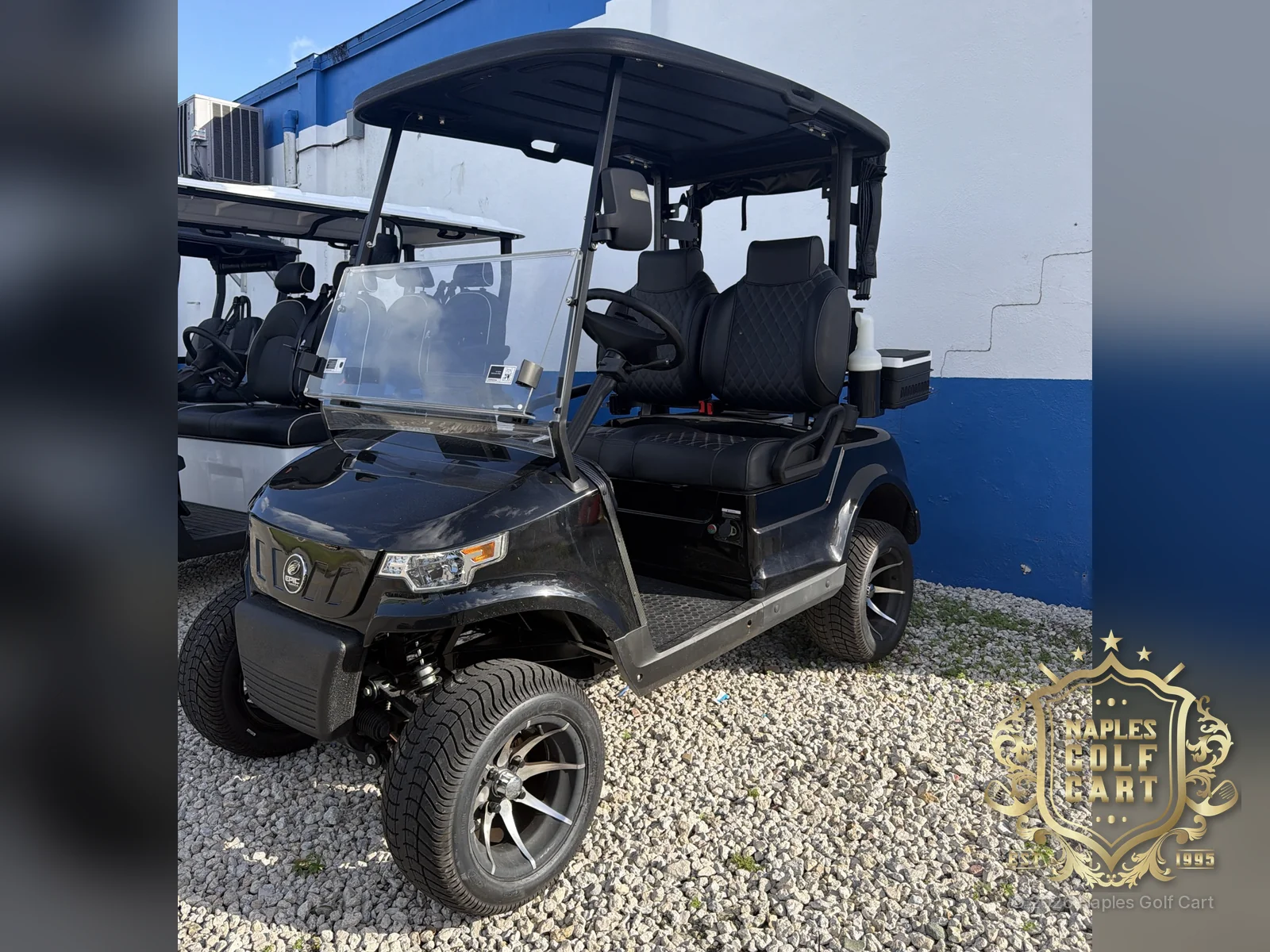 2025 EPIC E20 Charcoal lifted 2-seat golf cart at Naples Golf Cart