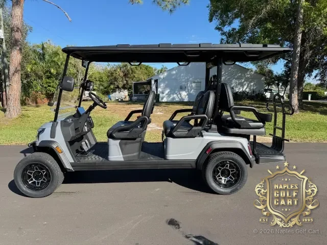 ICON i60XL 6-passenger golf cart in Silver, side view