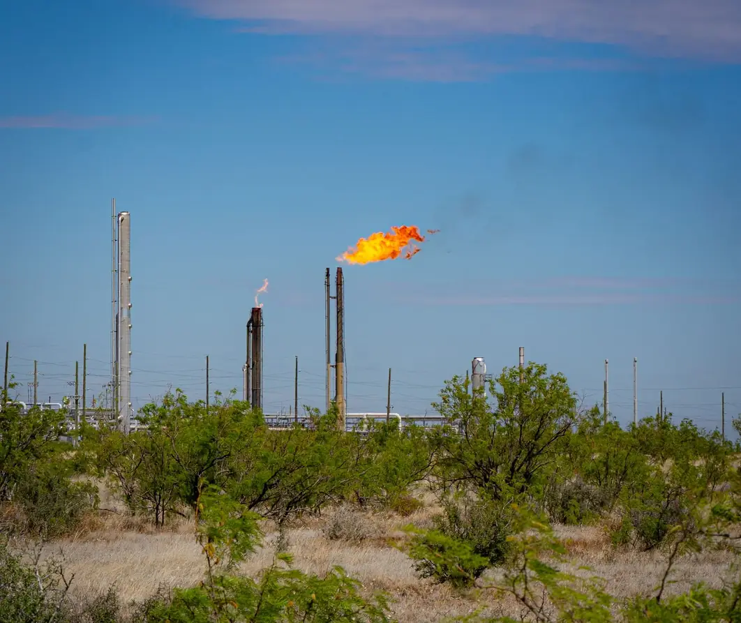 Flare stack on location