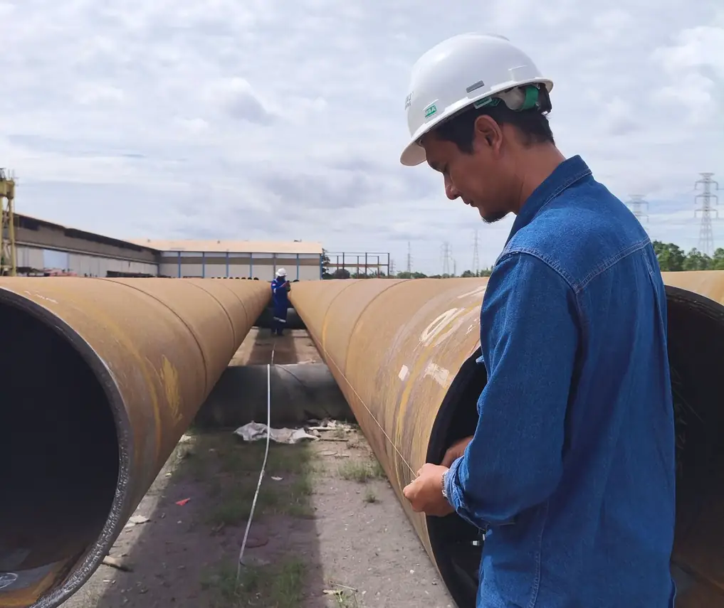Inspector reviewing equipment