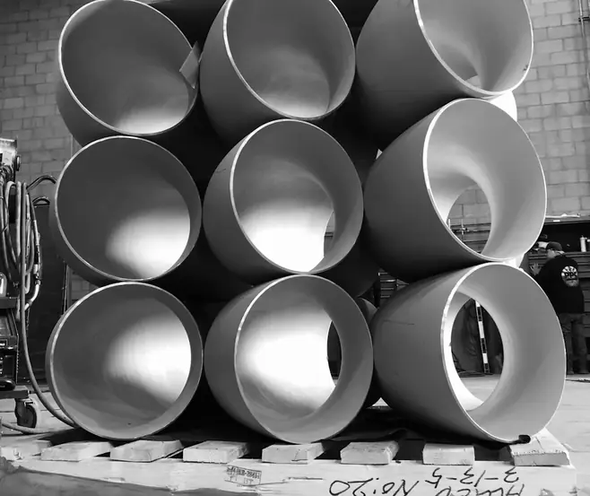 Steel pipe stacked in a warehouse