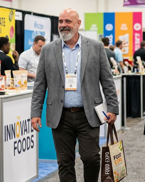 2Fold Strategy founder walking a food industry trade show