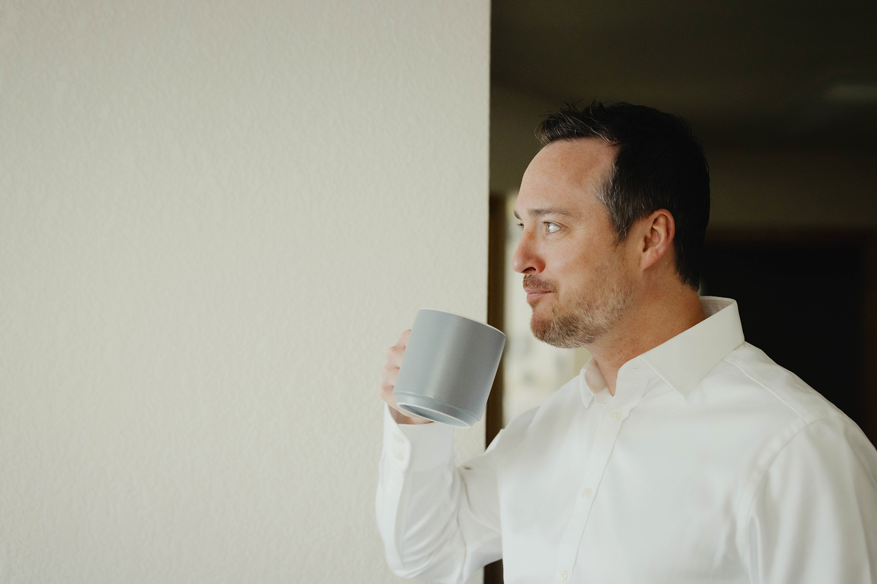 Dr. Pearson drinking his coffee
