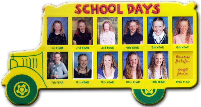 School bus collage of Jordan's school photos