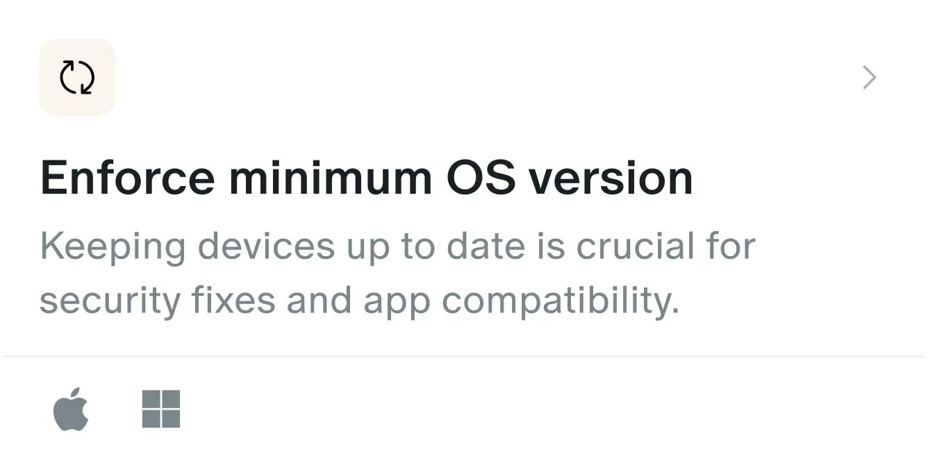 Security policy enforced on company devices