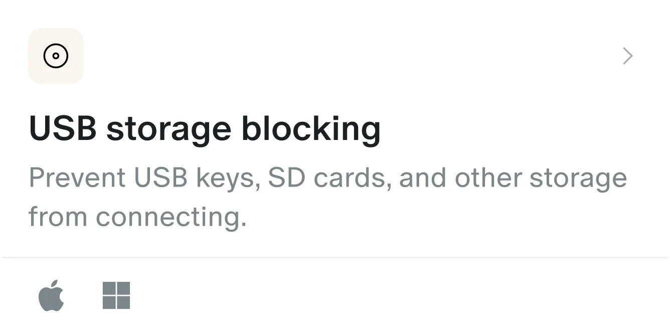 USB storage blocked on a managed device