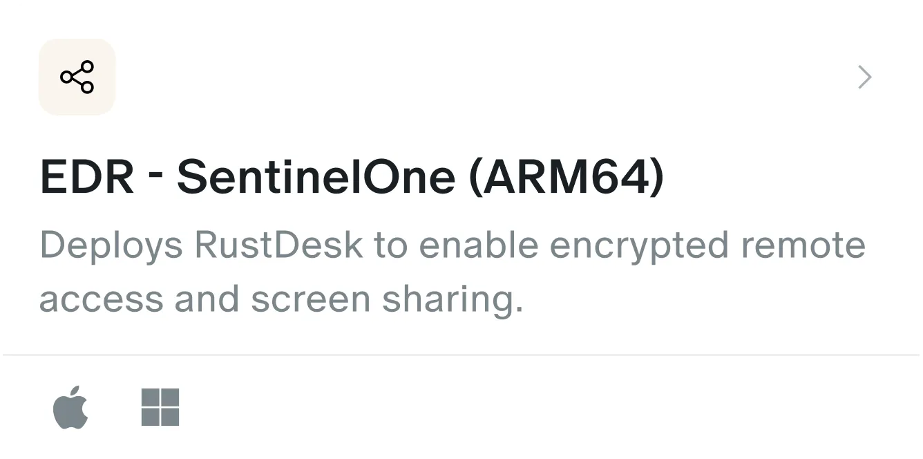 SentinelOne EDR deployed and monitored from Primo