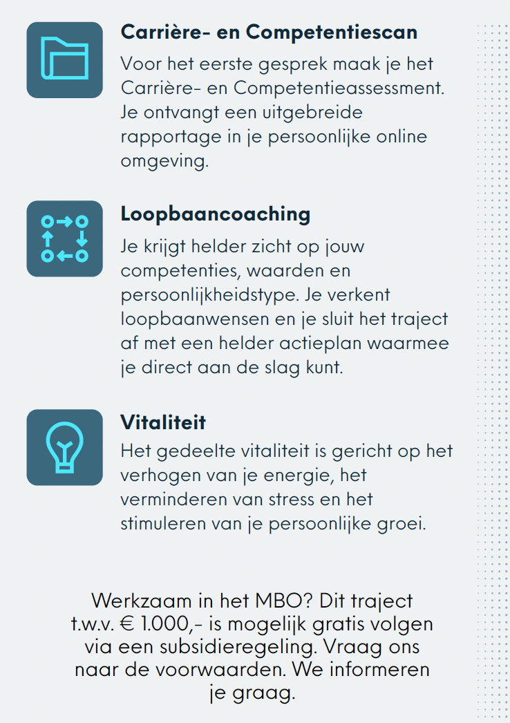 Loopbaancoaching MBO-medewerkers in mei nog volledig gesubsidieerd