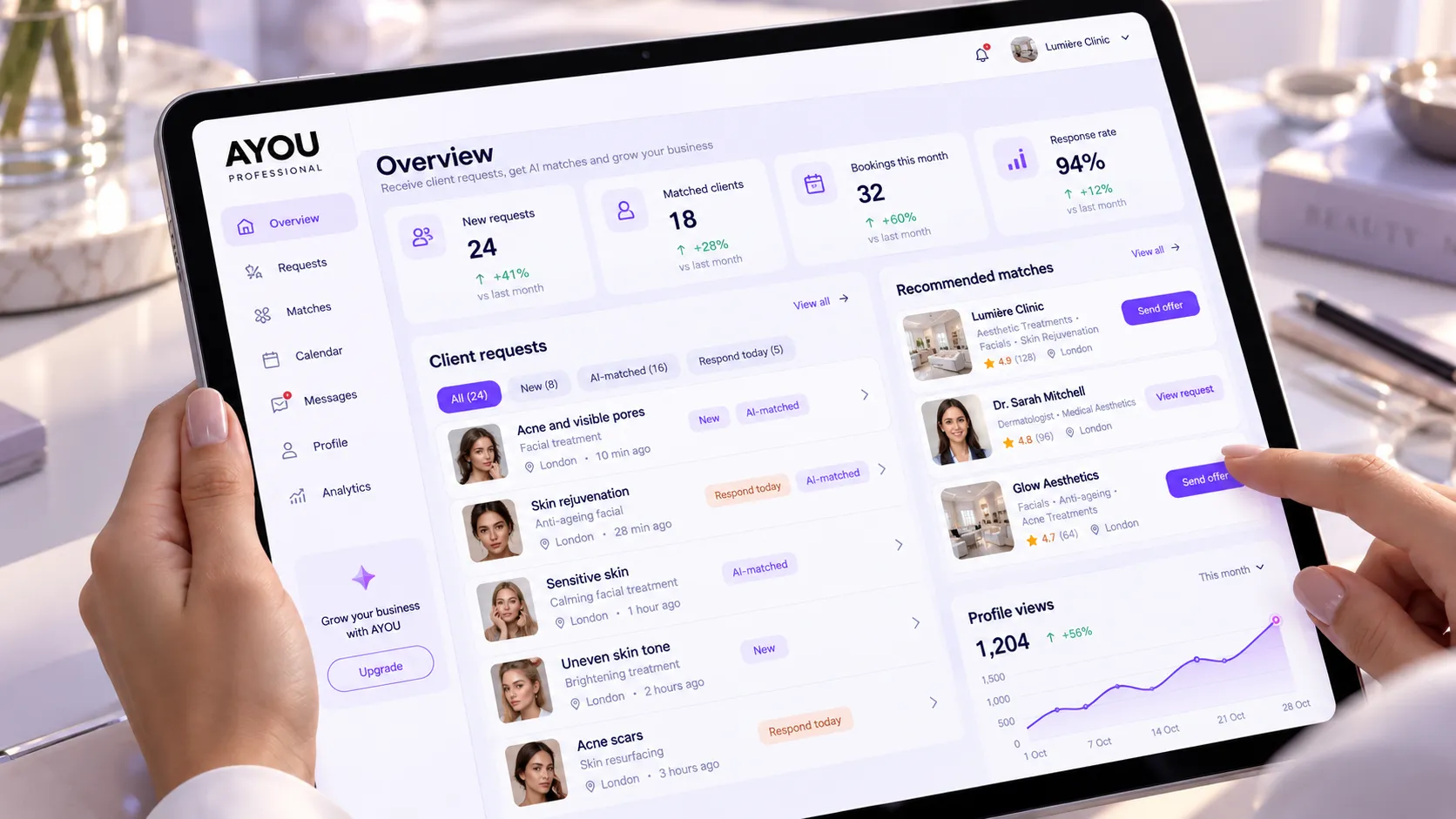 Verified beauty professional offering personalised aesthetic treatments through the AYOU marketplace.