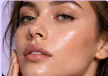 Close-up of a woman with glowing, hydrated facial skin