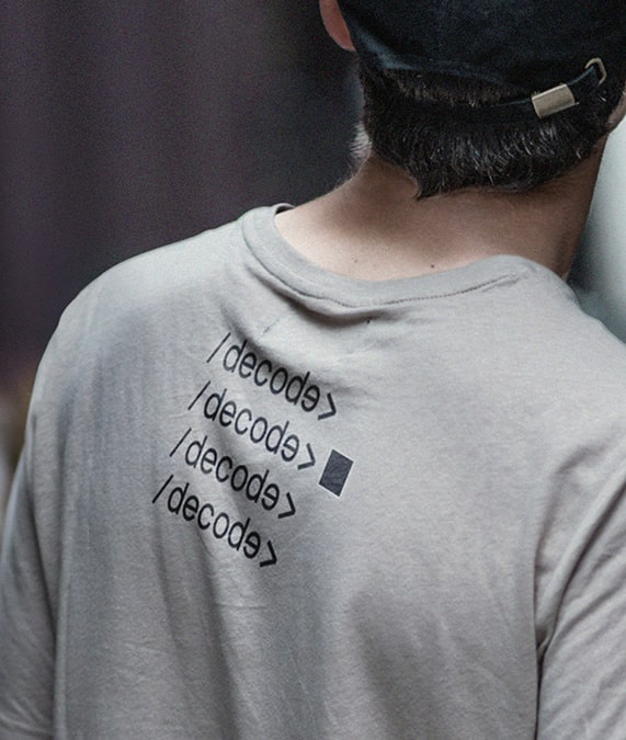 Back view of a Decode shirt