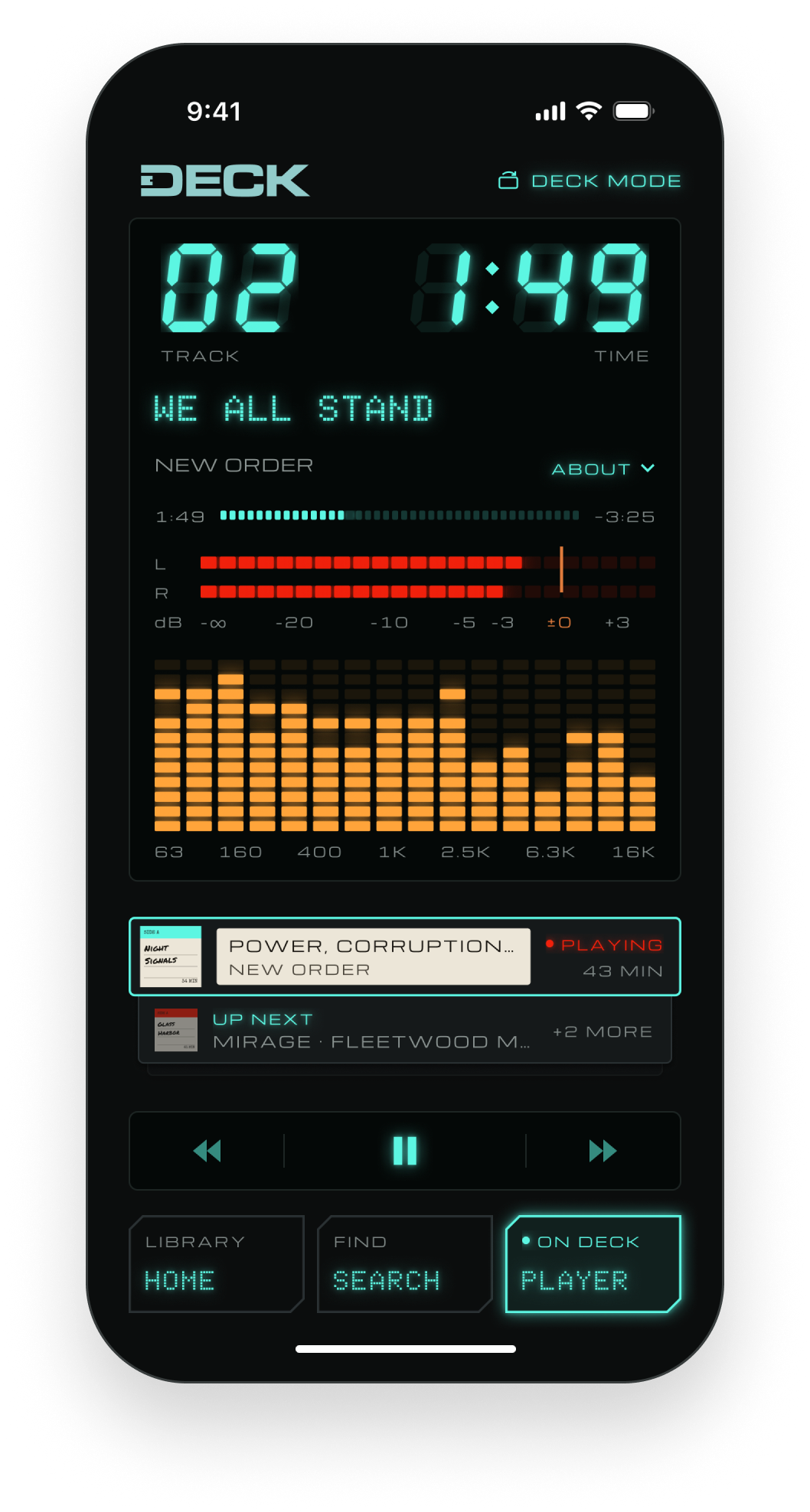 The DECK player screen