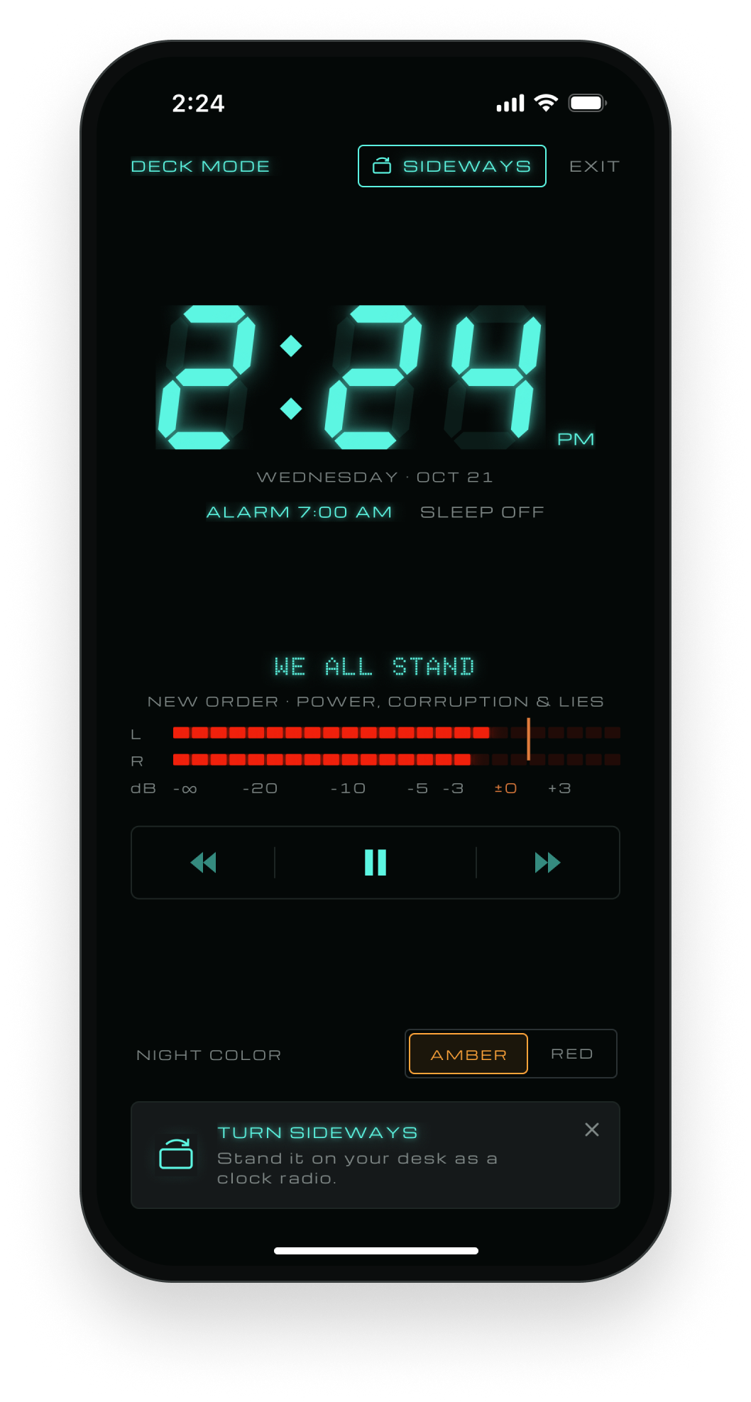 DECK Mode clock in portrait