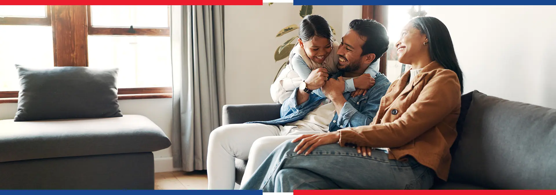 Family relaxing together in a comfortable living room