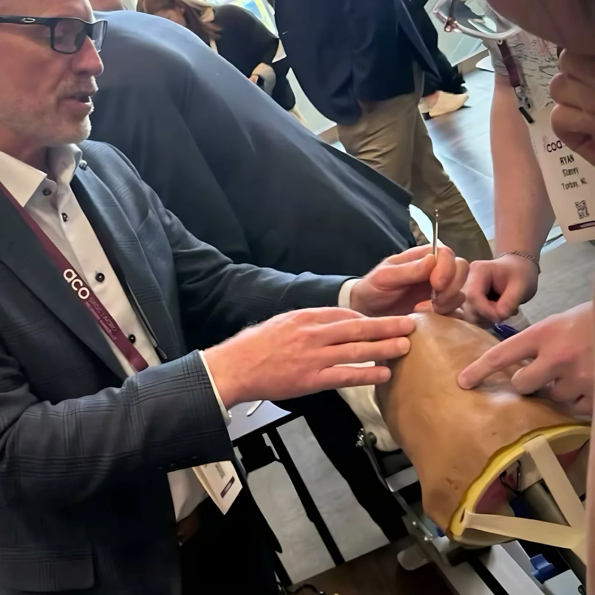 2026 St. John's: faculty guiding hands on a hip model