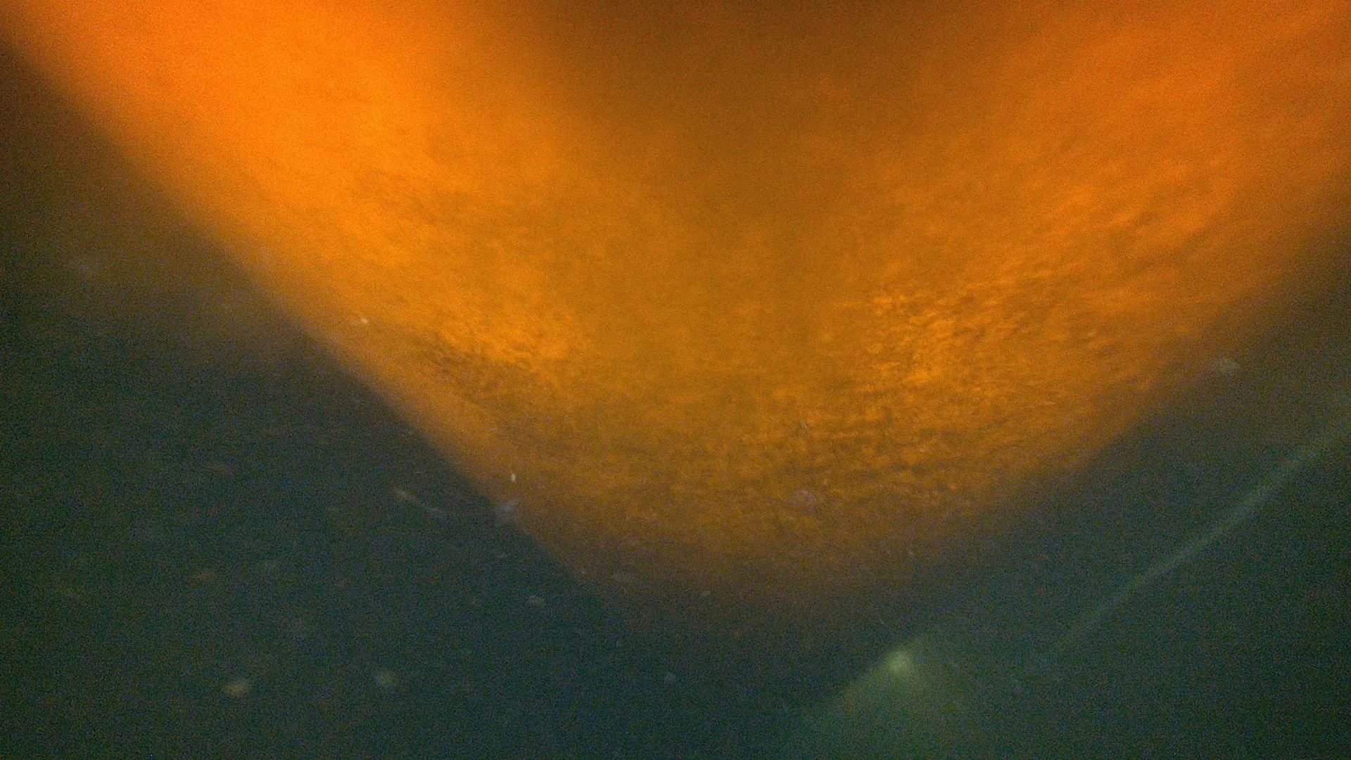Hull coating mid cleaning: dark fouling still covers the lower part of the surface