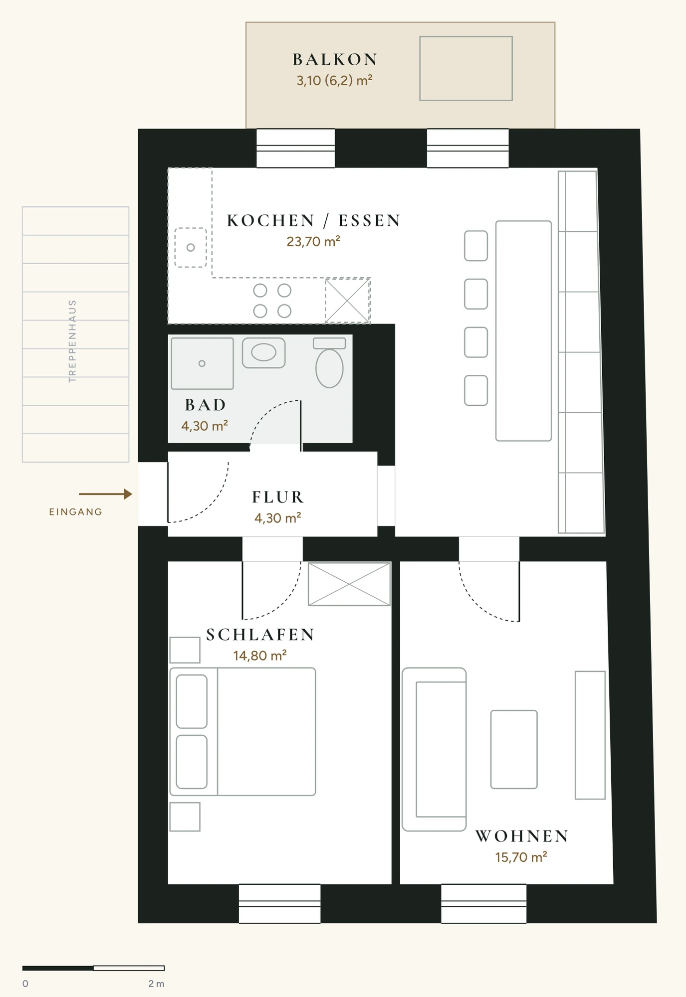 Grundriss Wohnung 6, 3. OG links