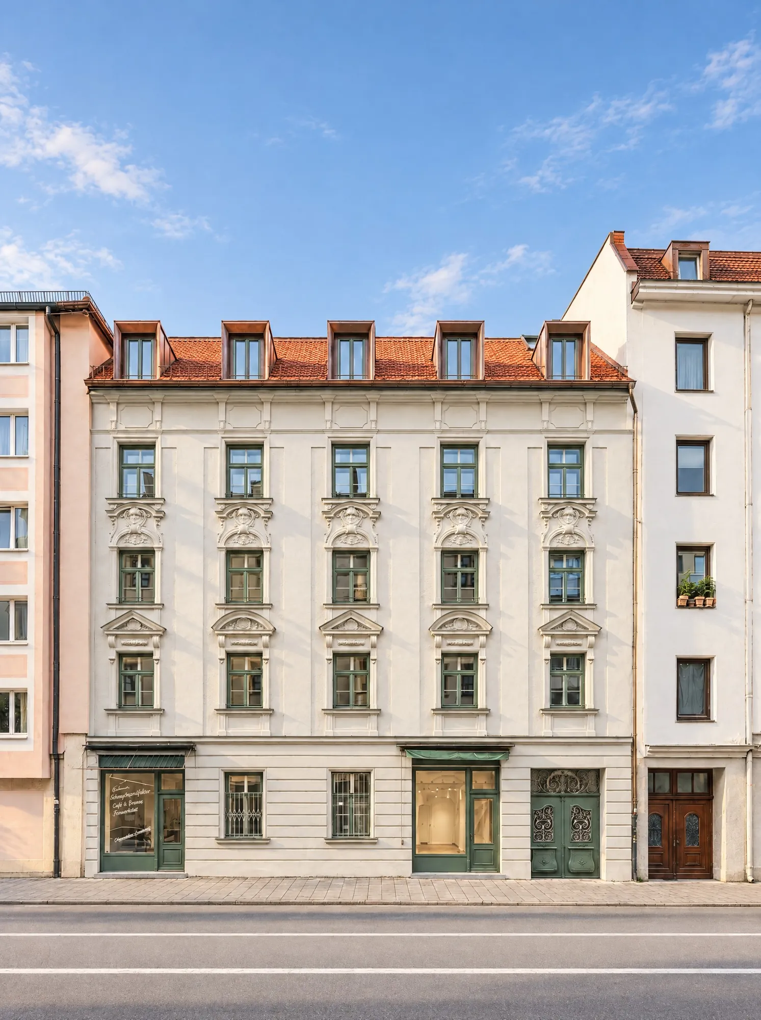 Straßenfassade der Theresienstraße 158 in München-Maxvorstadt