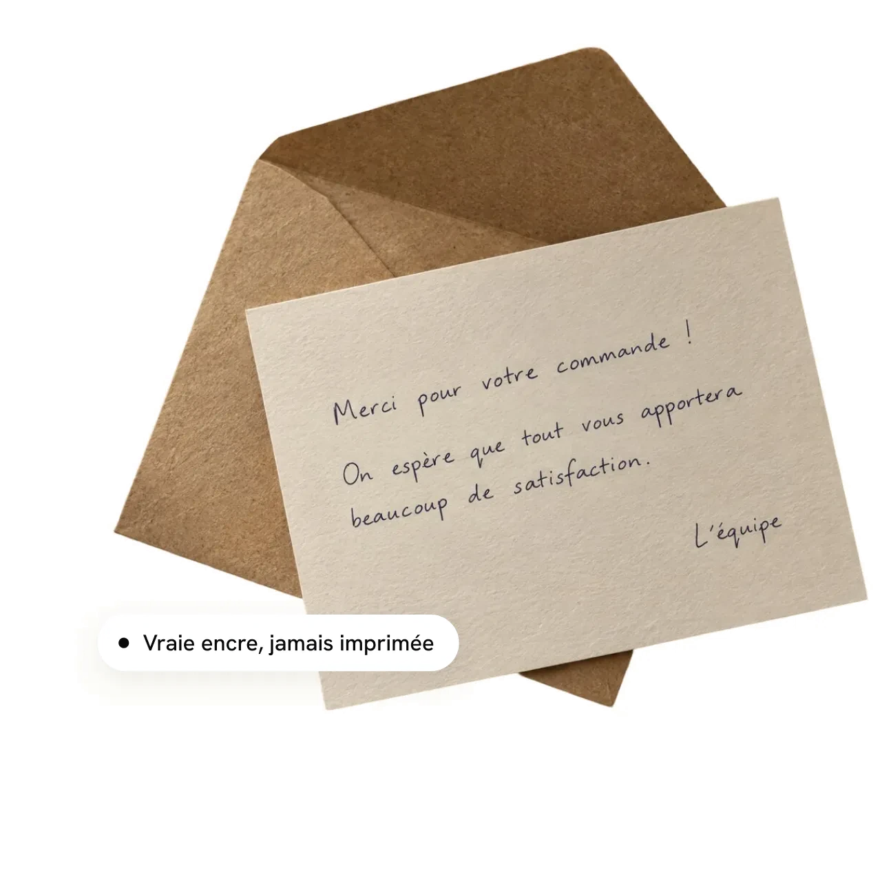 Carte manuscrite Inkome avec enveloppe kraft