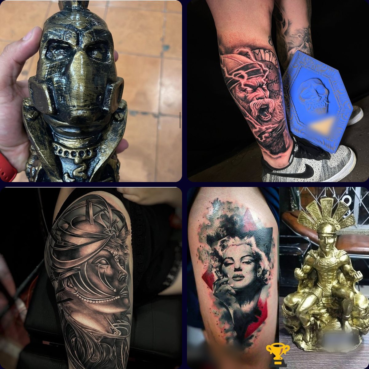 Trophäen und preisgekrönte Tattoo-Arbeiten von Prime-Ink-Artists