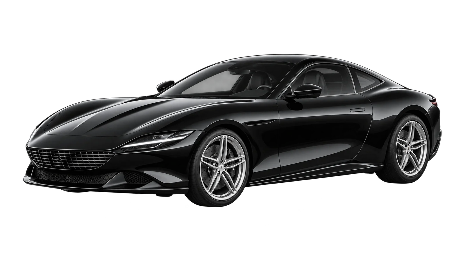 Black Ferrari Roma exotic car rental in Dallas
